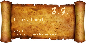 Brtyka Fanni névjegykártya